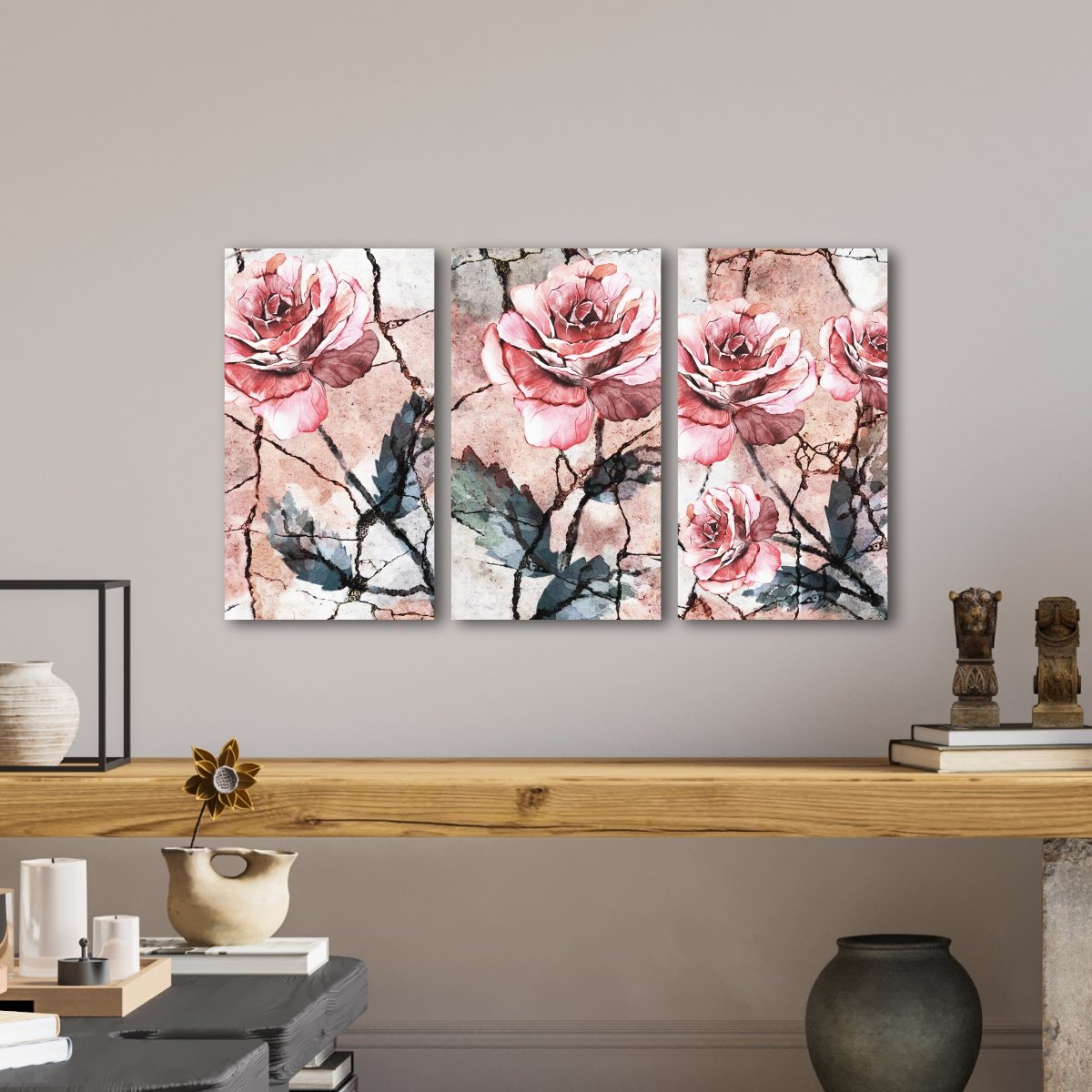 Quadro Decorativo Rosas Flores Primavera Rústico Vintage:rosas - 2