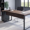 Ver imagem 3 de Mesa para Escritório 150cmx70cm PE40 Móveis 150cm Pandin Imbuia Terra E Preto