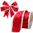 Ver imagem 1 de Kit 2 Fitas Aramadas Decoração Vermelha Natalina 6,3cm 9,14m