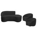 Ver imagem 2 de Kit Divã Recamier Orgânico Marrocos 200cm Lado Direito e 2 Poltronas Amore Bouclé Preto