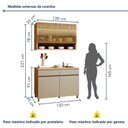 Ver imagem 3 de Cozinha Completa Modulada 2 Peças 3 Portas 2 Gavetas 100% MDF Realeza Premium Bege/Carvalho/Greige