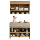 Ver imagem 4 de Cozinha Completa Modulada 2 Peças 3 Portas 2 Gavetas 100% MDF Realeza Premium Bege/Carvalho/Greige