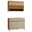Ver imagem 2 de Cozinha Completa Modulada 2 Peças 3 Portas 2 Gavetas 100% MDF Realeza Premium Bege/Carvalho/Greige