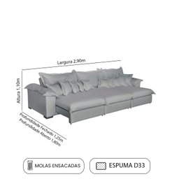 Sofá Magnifico 6 Lugares 2,90mt - de Casa Décor e Estofados. - 2