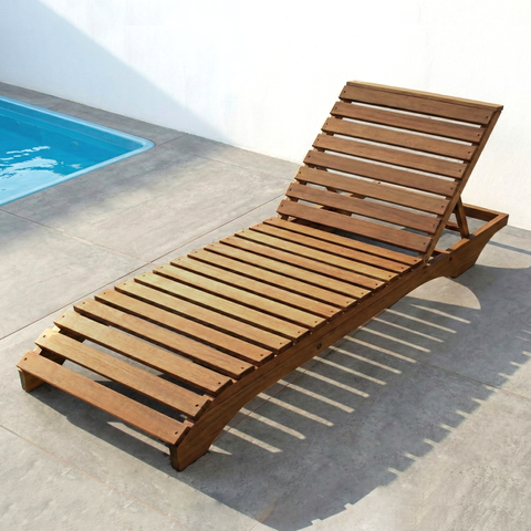 Espreguiçadeira para Jardim em Madeira Maciça Chaise Long 