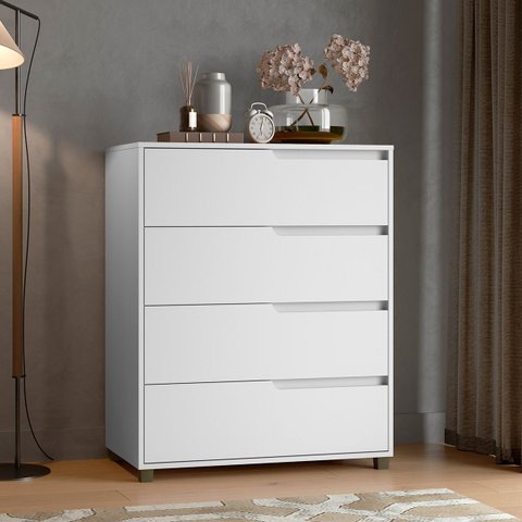 Cômoda 4 Gavetas 104x80 cm Viena Branco 100% MDF Casamia