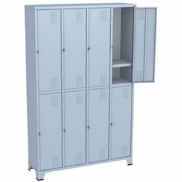 Armário Roupeiro de Aço Vestiário Academia 8 Portas C/ Prateleira Locker Cinza - 1