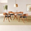 Ver imagem 1 de Conjunto de Mesa Redonda 120cm com 4 Cadeiras Luna Marrom/Preto/Freijó Yescasa