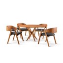Ver imagem 3 de Conjunto de Mesa Redonda 120cm com 4 Cadeiras Luna Marrom/Preto/Freijó Yescasa