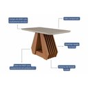 Ver imagem 4 de Sala de Jantar Completa Ágata Tampo Madeirado C/ Vidro 130x80cm e 4 Cadeiras Juliana Cinamomo/off