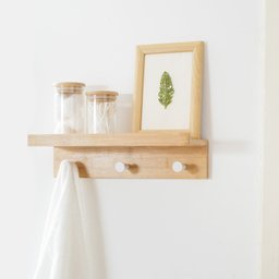 Prateleira de bambu com 3 ganchos de metal - Oikos - 4