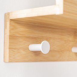 Prateleira de bambu com 3 ganchos de metal - Oikos - 3