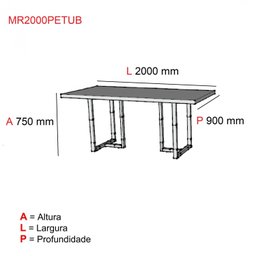 Mesa de Reunião Retangular Pés em Aço 200cmx90cm PE40  - 3