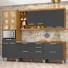 Cozinha Completa Burguesa Premium 11 Portas 5 Gavetas com Vidro 100% Mdf Amadeirado Freijó/grafite - - 1