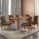 Ver imagem 1 de Mesa de Jantar Isadora Tampo Mdf 6 Cadeiras Isadora Moderna Veludo Marrom Naturalle