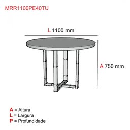 Mesa de Reunião Redonda 110cm PE40  - 3