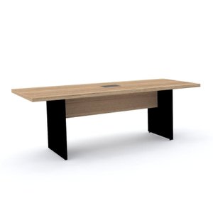 Mesa de Reunião Retangular Pé Painel 200x90cm com Power Box