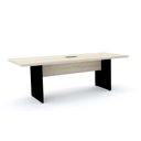 Ver imagem 1 de Mesa de Reunião Retangular Pé Painel 200x90cm com Power Box Bege/Nogueira Casablanca/Preto