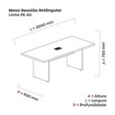 Ver imagem 2 de Mesa de Reunião Retangular Pé Painel 200x90cm com Power Box Bege/Nogueira Casablanca/Preto