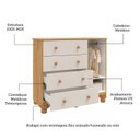 Ver imagem 5 de Cômoda Infantil 1 Porta 4 Gavetas 100% MDF Mimo Espresso Móveis Bege/Off White/Amêndoa