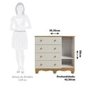 Ver imagem 3 de Cômoda Infantil 1 Porta 4 Gavetas 100% MDF Mimo Espresso Móveis Bege/Off White/Amêndoa