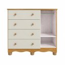 Ver imagem 3 de Cômoda Infantil 1 Porta 4 Gavetas 100% MDF Mimo Espresso Móveis Bege/Off White/Amêndoa