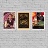 Kit 3 Quadros Baralho Poker Night 33x24cm - com vidro:Madeira branca - 1