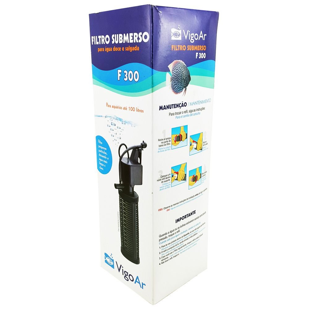 Filtro Submerso F300 para Aquários até 100 litros Vigo Ar 127v ...