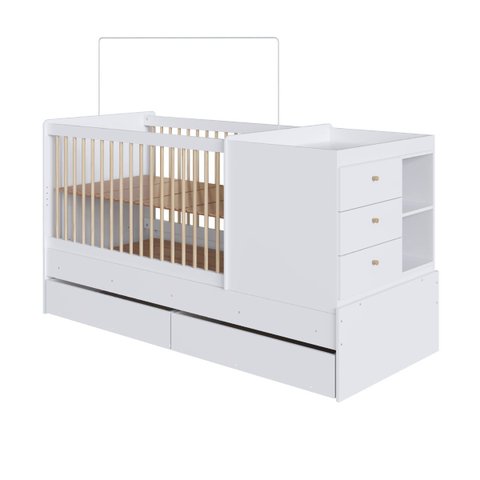 Berço Cama com Cômoda e Gavetões Branco Completa Móveis