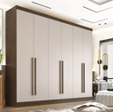 Ver imagem 1 de Guarda Roupa Casal 100% MDF 6 Portas 6 Gavetas 273cm Gramado Castanho/Off White - Valverde