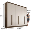 Ver imagem 2 de Guarda Roupa Casal 100% MDF 6 Portas 6 Gavetas 273cm Gramado Castanho/Off White - Valverde