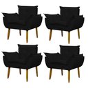 Ver imagem 1 de Kit 4 Poltronas Decorativa Sala e Quarto Opala Suede Herrero Cor:preto