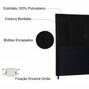 Ver imagem 4 de Kit Cabeceira e Calçadeira Baú Queen 1,60m Berlim Corano Preto - Pallazio