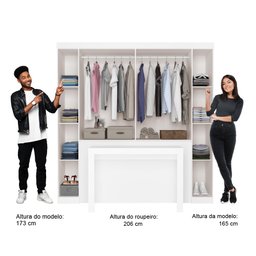 Guarda Roupa Casal 6 Portas Vega com Escrivaninha e Painel de TV 55 Polegadas Branco Carraro - 6 Guarda Roupa Casal 6 Portas Vega com Escrivaninha e Painel de TV 55 Polegadas Branco Carraro - 6
