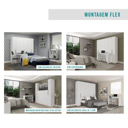 Guarda Roupa Casal 6 Portas Vega com Escrivaninha e Painel de TV 55 Polegadas Branco Carraro - 7 Guarda Roupa Casal 6 Portas Vega com Escrivaninha e Painel de TV 55 Polegadas Branco Carraro - 7