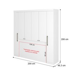 Guarda Roupa Casal 6 Portas Vega com Escrivaninha e Painel de TV 55 Polegadas Branco Carraro - 2 Guarda Roupa Casal 6 Portas Vega com Escrivaninha e Painel de TV 55 Polegadas Branco Carraro - 2