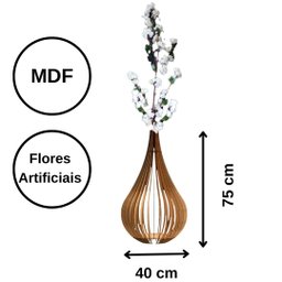 Vaso de Chão Decorativo Grande Capadócia Mdf:marrom/75x40cm - 3 Vaso de Chão Decorativo Grande Capadócia Mdf:marrom/75x40cm - 3