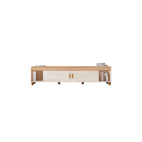 Rack Comodoro - 2 Portas 1.80cm Tvs até 75" Edn Móveis:off White/cedro