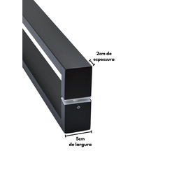 Puxador para Porta Barra Retangular 50x20 Aço Inoxidavel 120cm Preto 1,2m - 3