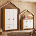 Ver imagem 1 de Conjunto Quarto Infantil Kid em MDF Mimo Marrom/Cinamomo/Branco