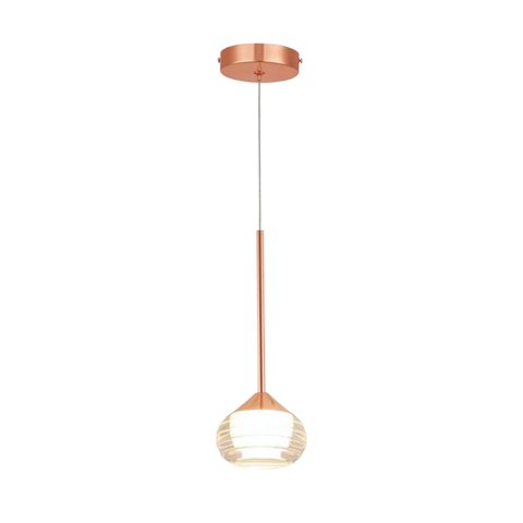 Pendente 8,7×24cm 5w 3500k Bivolt Metal Rose+cristal