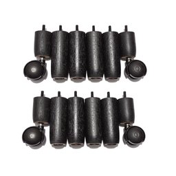 Kit de Pés para Cama Box ou Baú Casal Queen King 8x4 (8 Pés Fixos e 4 Rodinhas) Tdc Preto 12cm de Al - 1