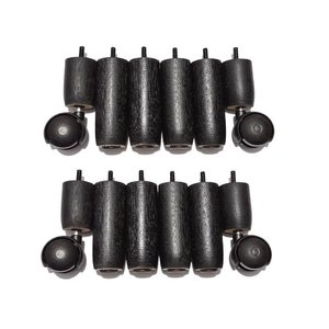Kit de Pés para Cama Box ou Baú Casal Queen King 8x4 (8 Pés Fixos e 4 Rodinhas) Tdc Preto 12cm de Al