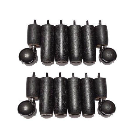 Kit de Pés para Cama Box ou Baú Casal Queen King 8x4 (8 Pés Fixos e 4 Rodinhas) Tdc Preto 12cm de Al