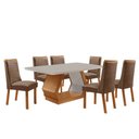 Ver imagem 2 de Mesa de Jantar Alvorada 180cm Tampo MDF Vidro Canto Copo com 6 Cadeiras Carolina