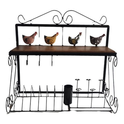 Paneleiro 55cm + Argola Porta Guardanapos / Escorredor de Pratos:galinha Caipira