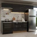 Ver imagem 1 de Armário de Cozinha Completa 280 Cm Rustic/preto Lux Madesa 01
