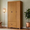 Ver imagem 3 de Guarda Roupa Solteiro 3 Portas 2 Gavetas Mdf 89 Cm Bela Nature Decmade