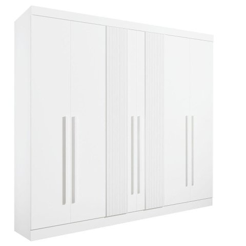 Guarda Roupa da Vinci Plus Ripado 6 Portas 100% Mdf - Branco