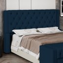 Ver imagem 2 de Cabeceira Atena para Cama Box Queen Size 160cm Capitonê com Frame Veludo Azul Marinho - Desk Design